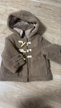 ボア素材 フード付きコート ブラウン