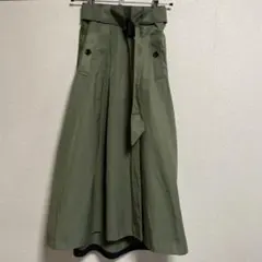 FOSIオリーブ色 フレアスカート ウエストベルト付き