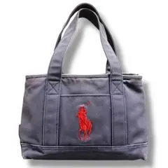 【レア】POLO RALPH LAUREN ハンドバッグ　キャンバス　ネイビー