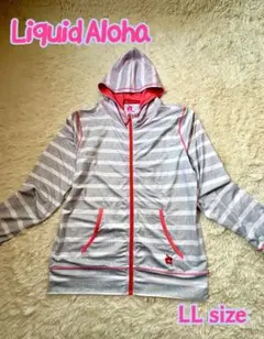 Liquid Aloha ラッシュガード　パーカー　ライトグレーボーダー柄　LL