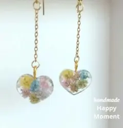 ハンドメイド レジン ハートピアス