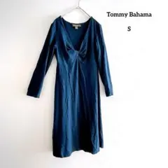 Tommy Bahama ネイビー 長袖 ワンピース S相当 Vネック