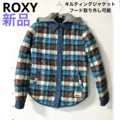 ROXY チェック柄キルティングジャケット フード付き