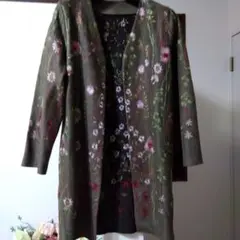 花柄刺繍オープンフロントジャケット