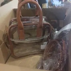 クリアブラウンバッグ ショルダーストラップ付き