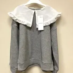 リセマイン　【ふわふワッフル】フリル衿付きトップス 120cm　トップ グレー