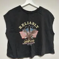 ブラック プリント Tシャツ S グレー キャミTシャツ