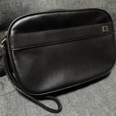 【美品】dunhill ブラック レザー クラッチバッグ