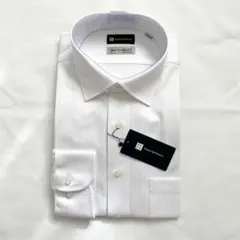 【未使用】i-Shirt ノーアイロン ストライプ織 セミワイド ホワイト XL