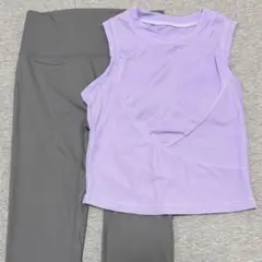 ヨガウェア ピラティス　ウエスト切り替えトップス& ハイウェストヨガパンツセット