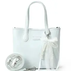 リボン付きライトブルーショルダーバッグ