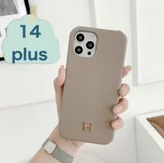 【特価☆早い者勝ち❗️iPhone14 Plus ケース　ベージュ　Hロゴ】