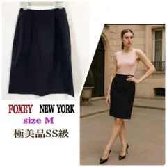 極美品✨FOXEY NEW YORK 黒 膝丈スカート 38 M相当 上品 通勤