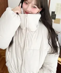 moment+ エコダウンフードブルゾン アイボリー Mサイズ