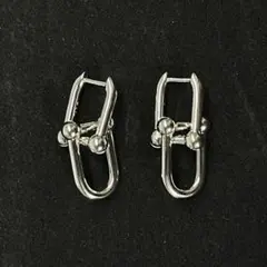 【小さいサイズ】ピアス ハードウェア U字チェーン シルバー