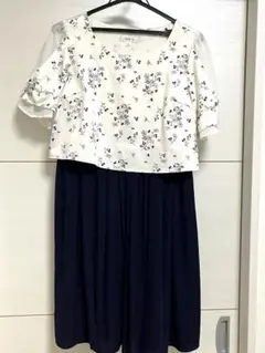 フォーマルに 花柄 マタニティ ワンピース M授乳口付