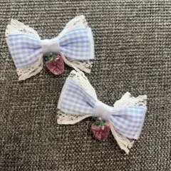 mine 地雷系　ギンガムチェック リボンヘアピン 2個セット