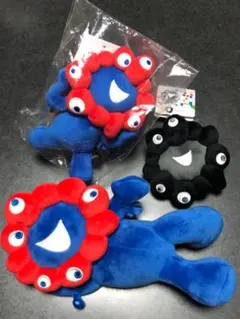 ミャクミャク　ぬいぐるみ３点セット　マスコットキーチェーン＆黒フェイス＆３等くじ