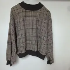 INGNIチェック柄 長袖ニット プルオーバー