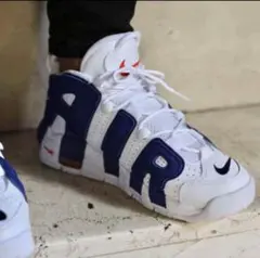 【NIKE ナイキ】エア モア アップテンポ 24.5 白紺 モアテン 美品 NIKE ナイキ エア モア アップテンポ スニーカー AIR MORE