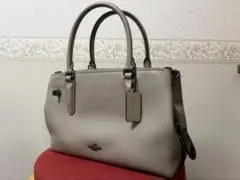 COACH グレー レザー ハンドバッグ