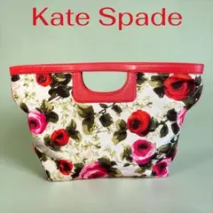 Kate Spade 花柄ハンドバッグ 赤