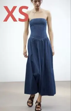 ZARA デニムワンピース　デニム TRF ミディ　ワンピース　XS