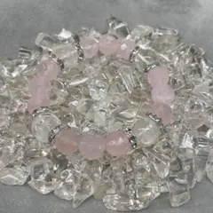 新品‼️ 天然石 64面カットローズクォーツ＆水晶四神　ブレスレットパワーストーン