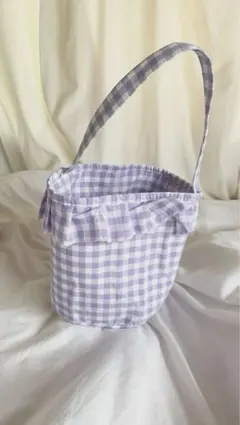 送料無料☆ 激かわ　ギンガムチェック　バケツ型　バッグ