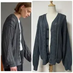 EMMA CLOTHES メッシュ編みケーブルアーガイル　ルーズカーディガンのサムネイル