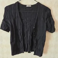 ブラック 半袖カーディガン Mサイズ