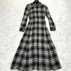 ポロラルフローレン シャツワンピース 黒 白チェック柄 マキシ丈 M