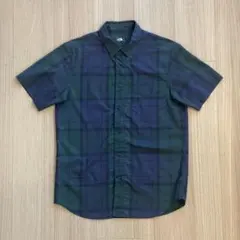 ❗️値下げ❗️ザノースフェイス　メンズ 半袖チェックシャツ　グリーン