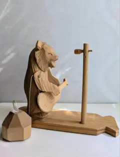 木製クマ　置物　からくり玩具　工芸品