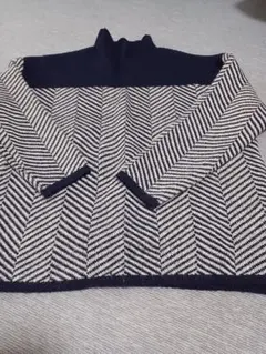 ネイビーとホワイトの長袖ニット