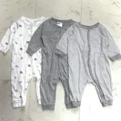 H&M コットンパジャマ 3着セット ロンパース カバーオール 68 4-6M