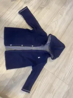 ラルフローレンネイビー ストライプ フード付き カーディガン