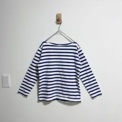 ヒューマンウーマン　ボーダーカットソ　七分袖Tシャツ カットソー青×白 ボーダー