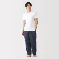 無印良品 26aw ストライプ柄 ルームパンツ ネイビー
