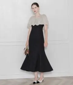 Leja 2WAYオフショルダーパフスリーブマーメイドワンピースロングドレス