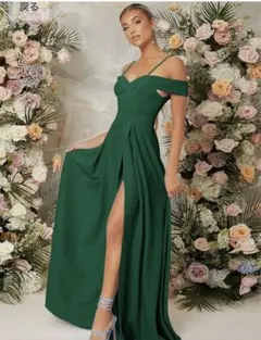 レディースドレス コールドショルダー ハイスプリット ドレス