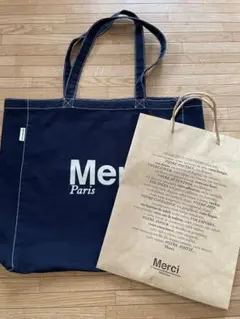 ⭐️⭐️Merci Paris トートバッグ 大ネイビーのサムネイル