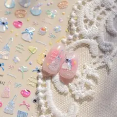 ネイルシール　立体　3D バッグ　ネット　バスケット　リボン　4430