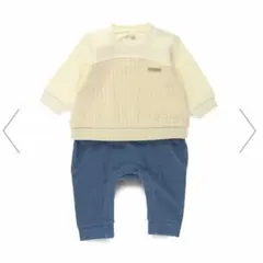 ブランシェス 異素材切り替えカバーオール アイボリー