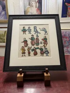 川上澄生・作　蒸気船の時計図（版画）　額、段ボールさし箱付き 川上澄生・作 蒸気船の時計図（版画） 額、段ボールさし箱付き