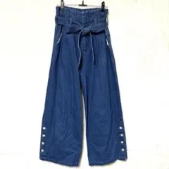 【MAJESTIC LEGON】ブルー ワイドレッグデニムパンツ パールのサムネイル