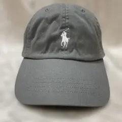 ポロラルフローレン　チノベースボールキャップ　グレー　ロゴホワイト