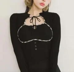 Darich ダーリッチ フロントオープンリブニットトップス