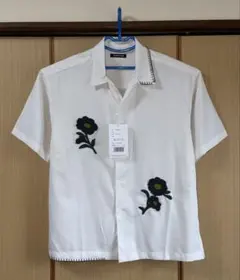 ★新品！Classical Origin サガラ刺繍 フラワーステッチシャツ白Lのサムネイル