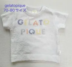 【美品】gelato pique ロゴ Tシャツ 70-80サイズ ライトブルーのサムネイル